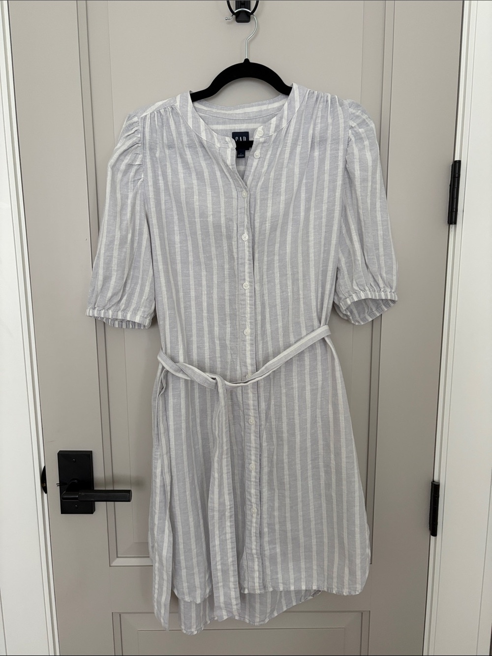 GAP Light Blue and White Striped Midi Dress Size M